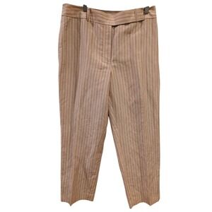 Ann Taylor Loft Womens Linen Silk Striped Dress Pants Pink Beige Size 6